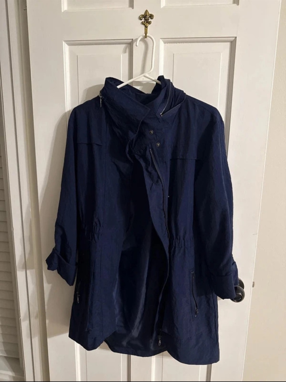 Tart Collections Navy Zip-Front Trench Coat